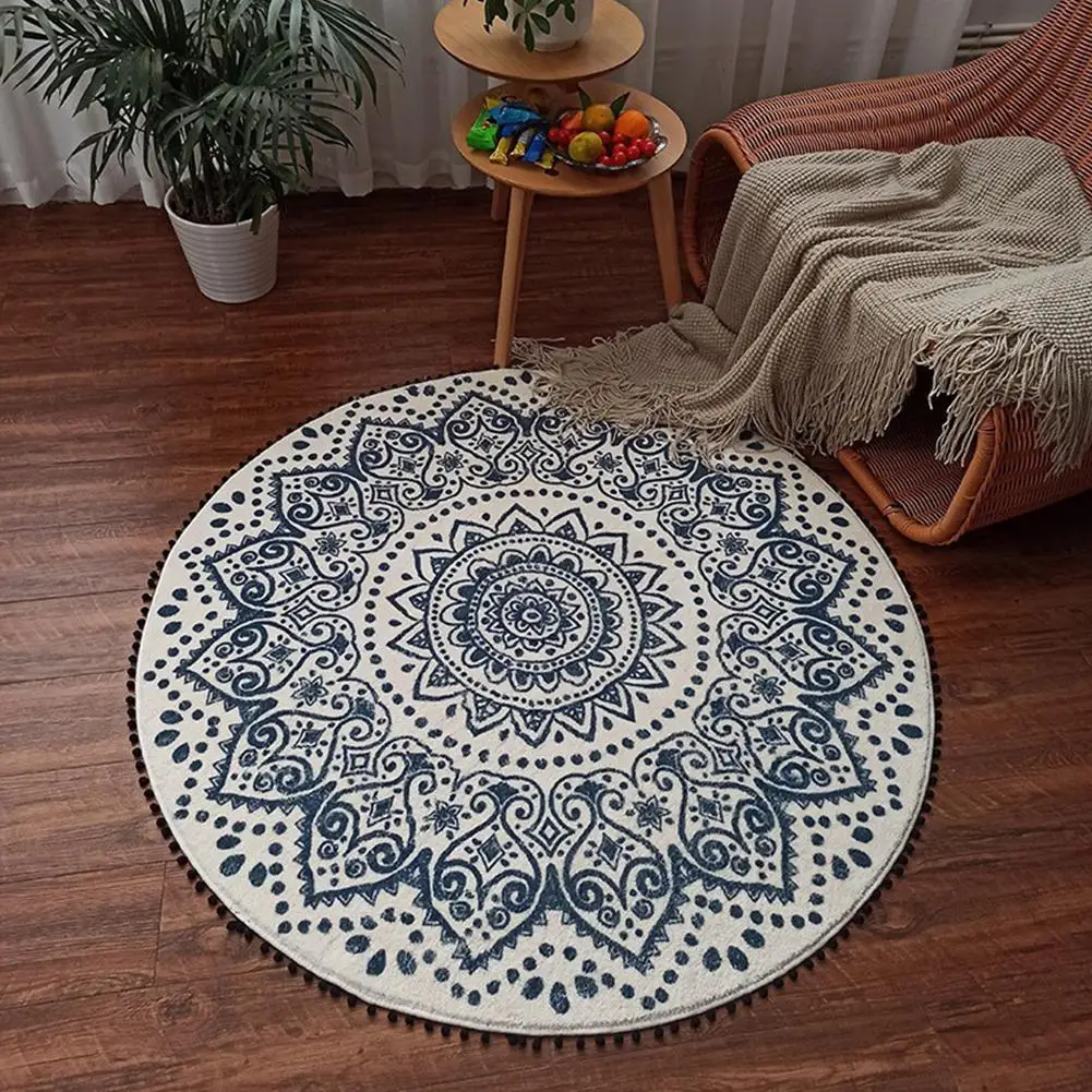 

Floor Mat Imitation Cashmere Carpet Hanging Basket Machine Mat Simple Long Thick Resistant Dirty Round Washable Printed Hai C2L0