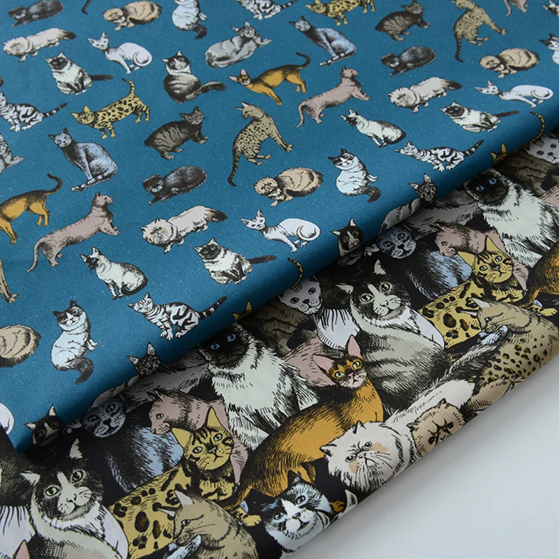 60s Cats Fabric for Sewing Summer Clothes Handmade Cartoon Clothing by Half Meter Product Information 
60s Cats Fabric for Sewing Summer Clothes Handmade Cartoon Clothing by Half Meter Product Information