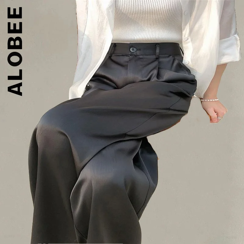 Alobee Pants Fashion Women Trousers Classic Straight Silk Satin Trousers Wide Leg Korean Women Trousers Long Pant Baggy Female
Alobee Pants Fashion Women Trousers Classic Straight Silk Satin Trousers Wide Leg Korean Women Trousers Long Pant Baggy Female