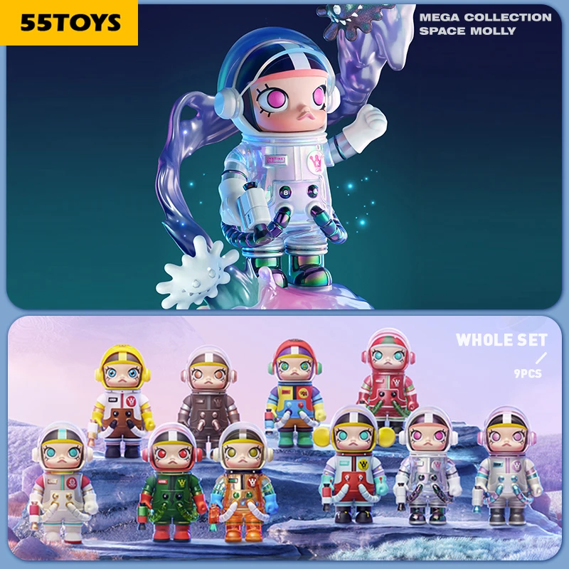 

55TOYS Molly MEGA COLLECTION 100% SPACE MOLLY SERIES 1 mystery Cute Action Kawaii anime lovely art toy figure Birthday Gift Kid