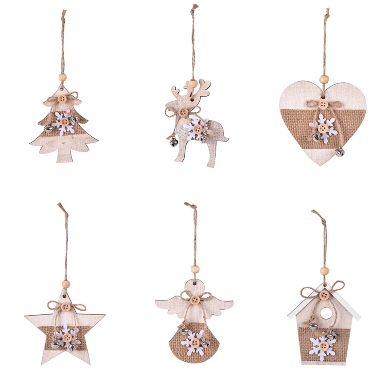 6Pcs Wooden Christmas Pendant Five-Pointed Star Elk House Angel Love Christmas Tree Small Strap Pendant
6Pcs Wooden Christmas Pendant Five-Pointed Star Elk House Angel Love Christmas Tree Small Strap Pendant