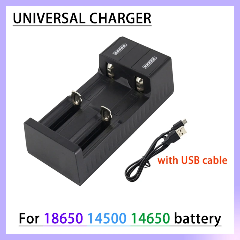 Smart universal 1/2 slot USB charger for rechargeable lithium-ion battery 18650 16340 14500 battery charger with cable
Smart universal 1/2 slot USB charger for rechargeable lithium-ion battery 18650 16340 14500 battery charger with cable