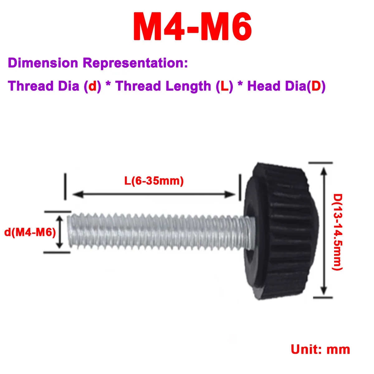 Black / White Plastic Round Head Straight Pattern Knurled Hand Screw Small Knob M4M5M6
Black / White Plastic Round Head Straight Pattern Knurled Hand Screw Small Knob M4M5M6