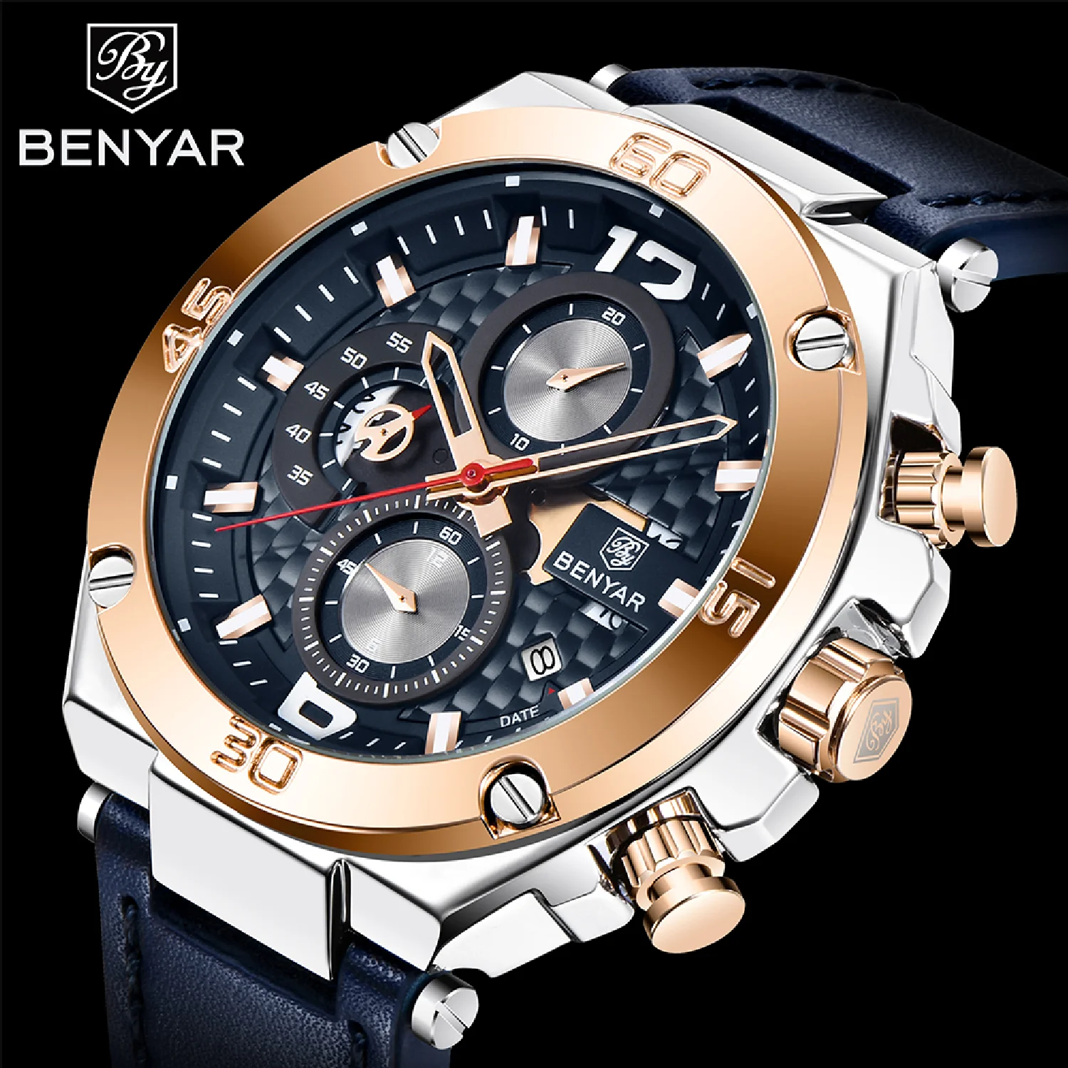BENYAR Brand Luxury Men Watch Leather Quartz Clock Fashion Chronograph Wristwatch Male Sport Military Relogio Masculino
BENYAR Brand Luxury Men Watch Leather Quartz Clock Fashion Chronograph Wristwatch Male Sport Military Relogio Masculino