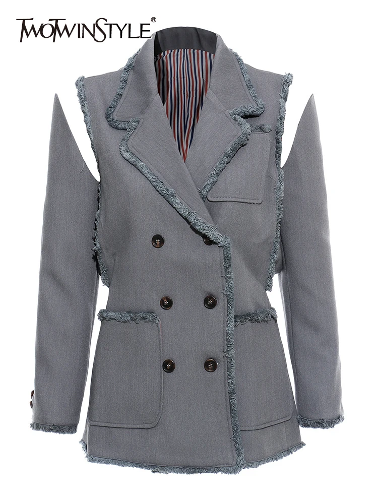 Женский двубортный Блейзер TWOTWINSTYLE, черный приталенный Блейзер с отложным воротником и длинным рукавом, в стиле пэчворк, 2019
Женский двубортный Блейзер TWOTWINSTYLE, черный приталенный Блейзер с отложным воротником и длинным рукавом, в стиле пэчворк, 2019