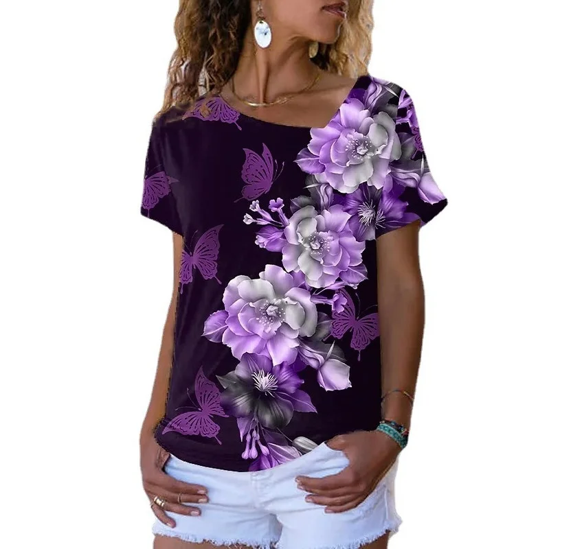 2022 Summer Women's Flower Theme Printed Painting Tee Shirts V Neck Casual Female Daily Pullover New T Shirt Design Streetwear
2022 Summer Women's Flower Theme Printed Painting Tee Shirts V Neck Casual Female Daily Pullover New T Shirt Design Streetwear