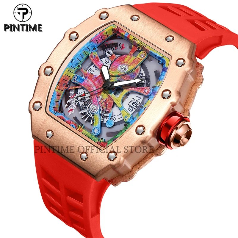 PINTIME Military Quartz Watch for Men Luxury Chronograph Colorful Painting Dial Wristwatch Silicone Rubber Band Clock Male Reloj
PINTIME Military Quartz Watch for Men Luxury Chronograph Colorful Painting Dial Wristwatch Silicone Rubber Band Clock Male Reloj