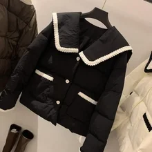 Deeptown Harajuku Korean Short Padded Jackets Women Lightweight Puffer Outerwear Streetwear Oversized Black Winter Quilted Coats