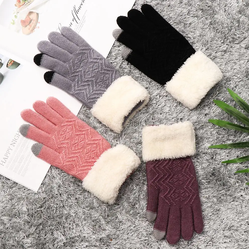 Women Soft Full Finger Thicken Elastic Plus Velvet Knitted Gloves Touch Screen Knit Mittens
Women Soft Full Finger Thicken Elastic Plus Velvet Knitted Gloves Touch Screen Knit Mittens