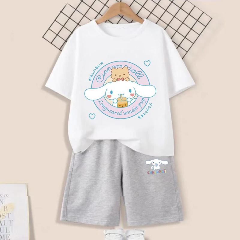 Cute Sanrio Kuromi Cinnamoroll Children Summer T-Shirt Shorts Set Short-Sleeve Anime Casual Clothes Girl Boy Sportswear Kid Gift
Cute Sanrio Kuromi Cinnamoroll Children Summer T-Shirt Shorts Set Short-Sleeve Anime Casual Clothes Girl Boy Sportswear Kid Gift