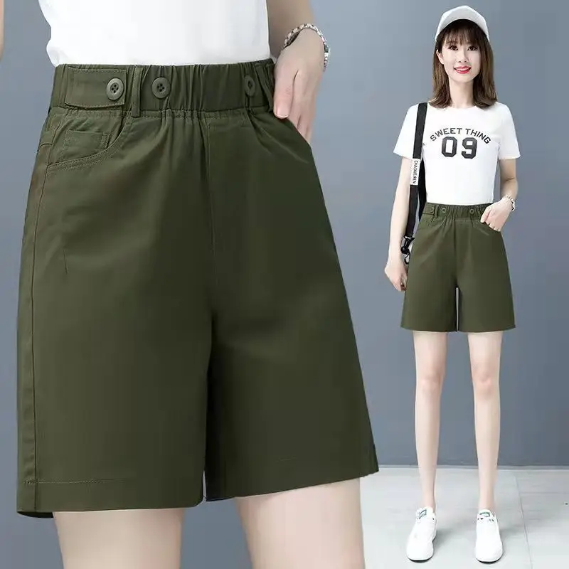2022 Women's Summer New Loose Cotton Shorts Female Elastic High Waist Casual Shorts Ladies Solid Color Straight Shorts W200
2022 Women's Summer New Loose Cotton Shorts Female Elastic High Waist Casual Shorts Ladies Solid Color Straight Shorts W200