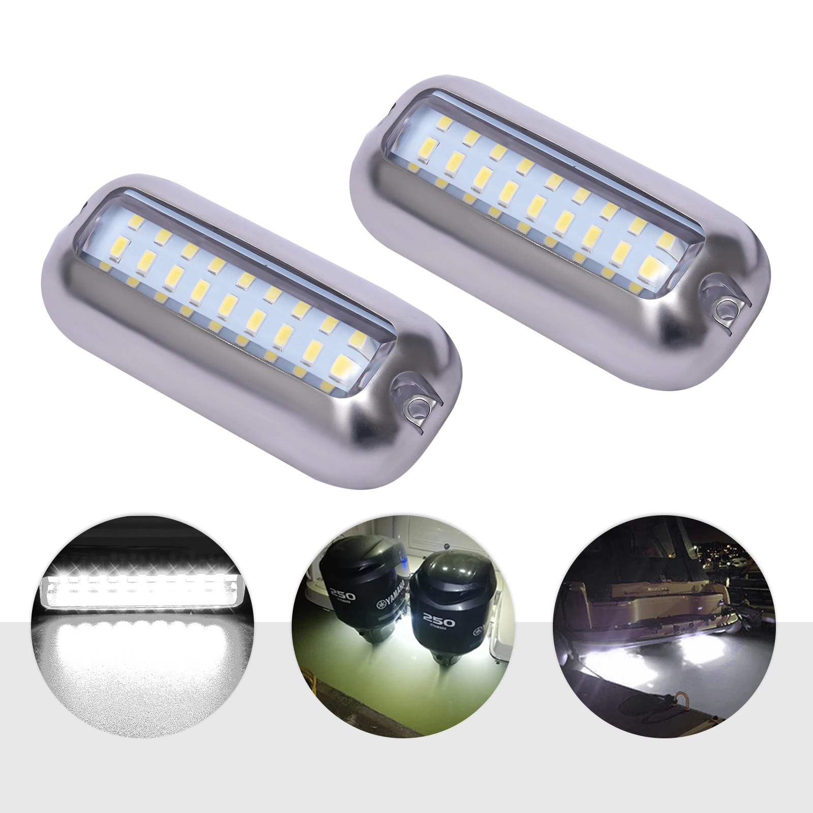 2 pcs Mini 50W 27 LED Waterproof Stainless Steel White Transom Led Light, High-Intensity Marine Led Underwater Lights
2 pcs Mini 50W 27 LED Waterproof Stainless Steel White Transom Led Light, High-Intensity Marine Led Underwater Lights