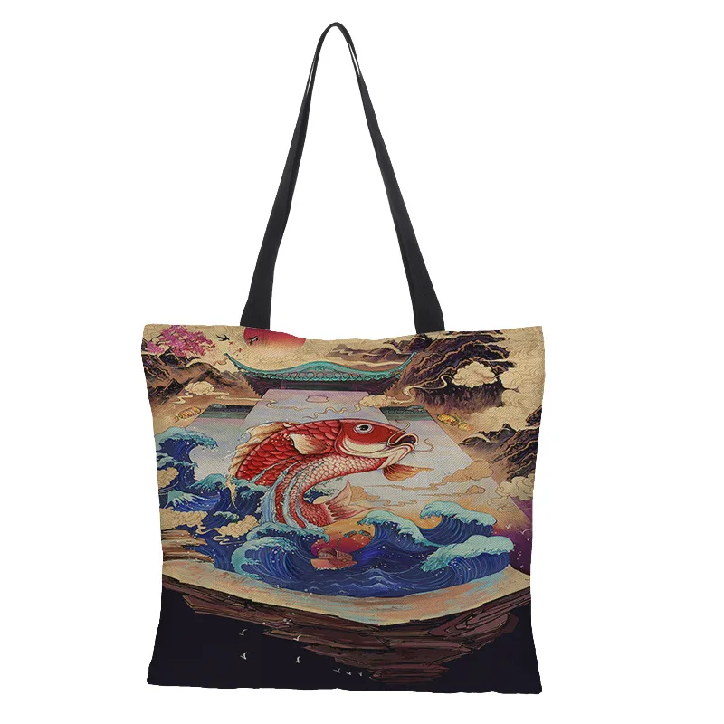 DICHOS retro Ukiyo-e printing hand bags large capacity canvas shopping bag for women lady Japanese style Reusable shoulder bag
DICHOS retro Ukiyo-e printing hand bags large capacity canvas shopping bag for women lady Japanese style Reusable shoulder bag