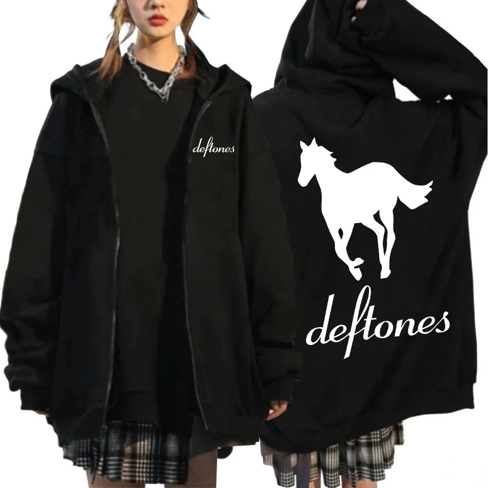 

Deftones Wite Pony Zip Up oodie ip op Rock Band Zipper Sweatsirt arajuku Oversized Lon Sleeve oodies Coats Streetwear