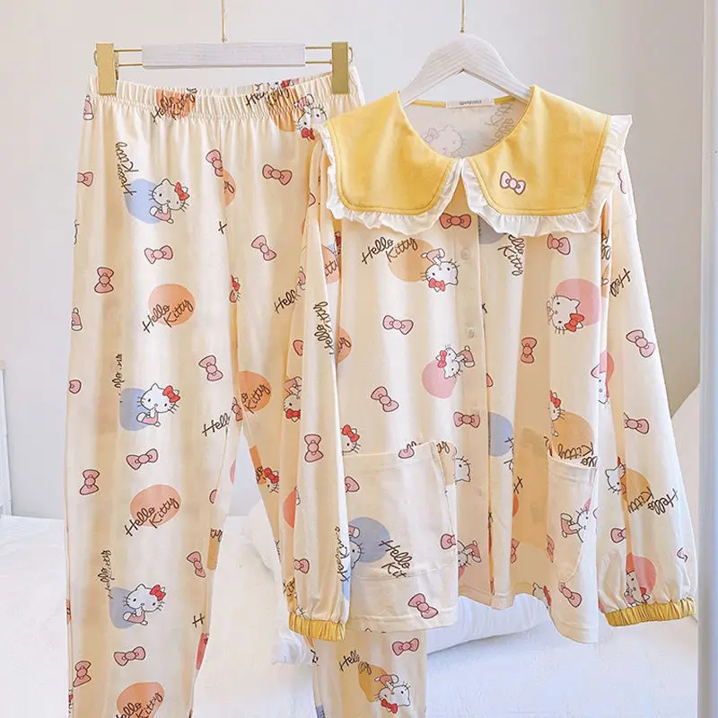 Original Hello Kitty Doll Bow Cartoon Pajamas Sanrio Women Spring Autumn Cotton Long-Sleeved Trousers Girls Loose Home Clothes
Original Hello Kitty Doll Bow Cartoon Pajamas Sanrio Women Spring Autumn Cotton Long-Sleeved Trousers Girls Loose Home Clothes