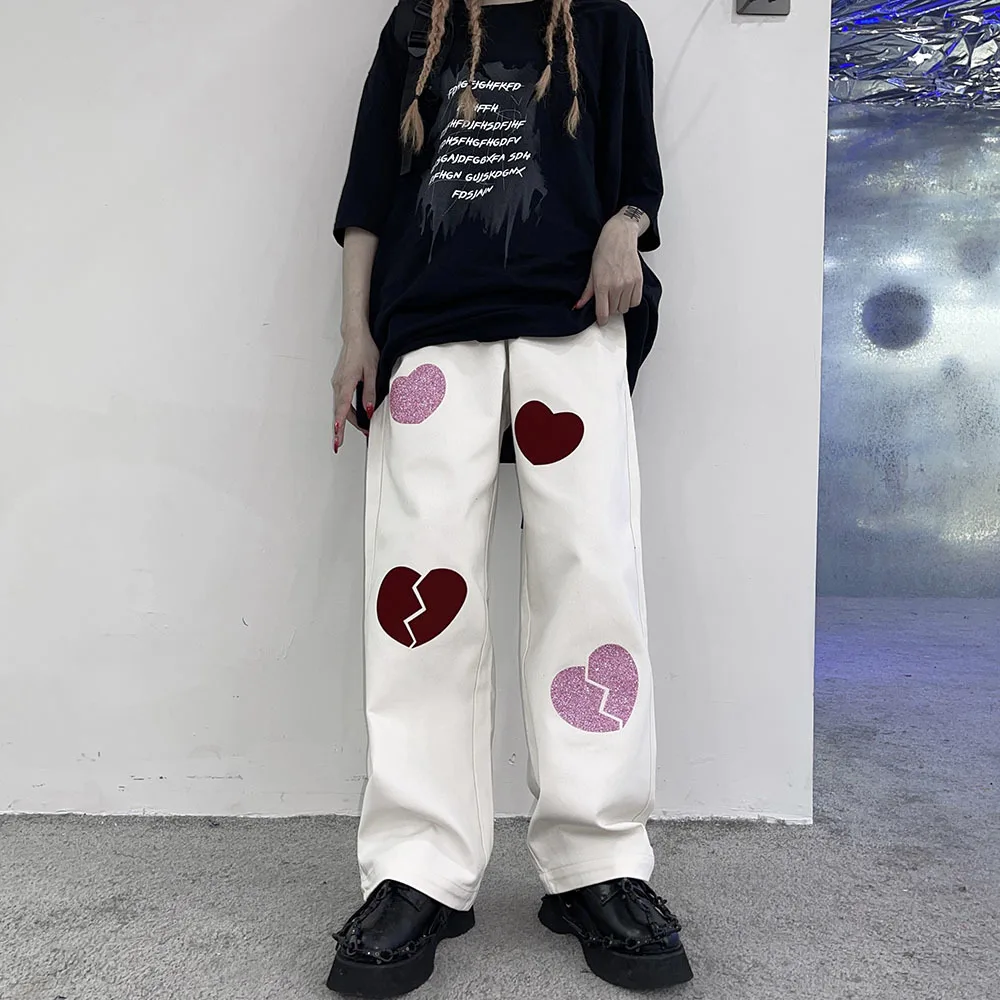 Heart-shaped print casual couple loose wide-leg trousers women retro hip-hop trend Harajuku straight sports pants men
Heart-shaped print casual couple loose wide-leg trousers women retro hip-hop trend Harajuku straight sports pants men
