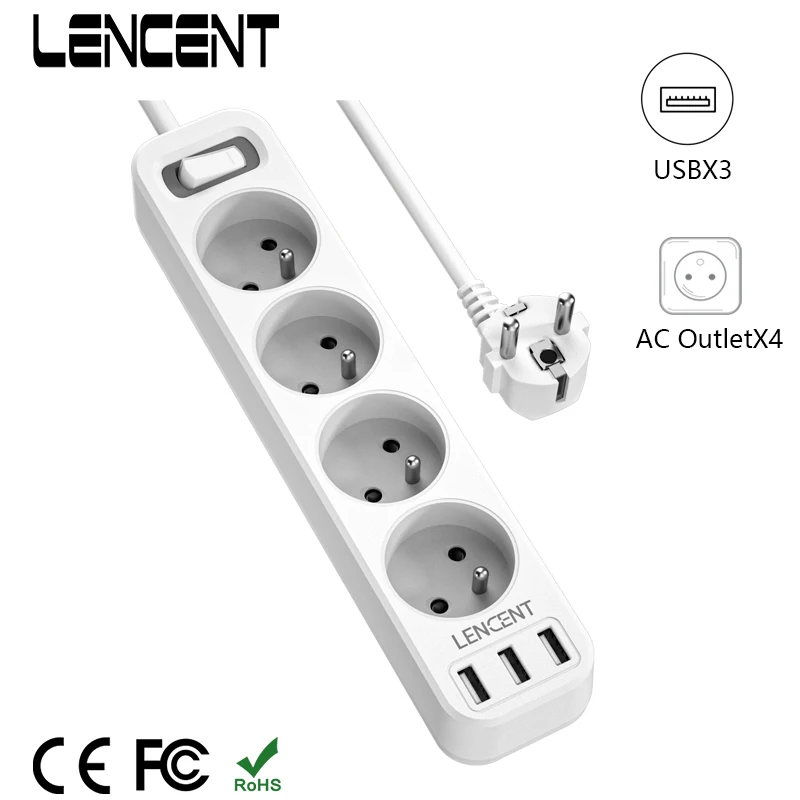 Сетевой фильтр LENCENT с 4 французскими розетками и 3 USB-портами, несколько розеток С переключателем вкл/выкл, 1,5 м, кабельная розетка для дома/офи...
Сетевой фильтр LENCENT с 4 французскими розетками и 3 USB-портами, несколько розеток С переключателем вкл/выкл, 1,5 м, кабельная розетка для дома/офи...