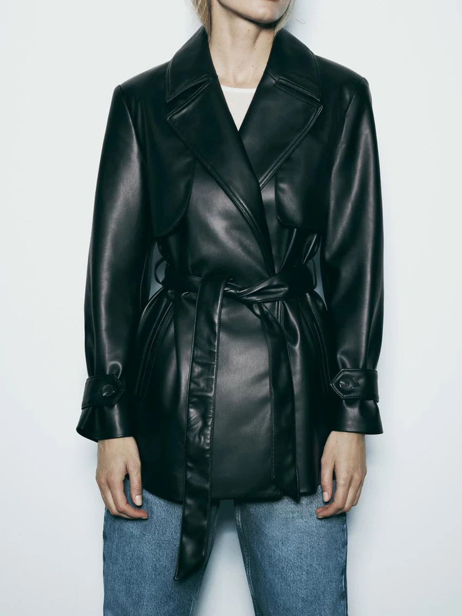 Faux Leather Trench Coat For Women With Belt Lapel Long Sleeve Double Breasted Women's Windbreaker Streetwear Casual Outerwear
Faux Leather Trench Coat For Women With Belt Lapel Long Sleeve Double Breasted Women's Windbreaker Streetwear Casual Outerwear