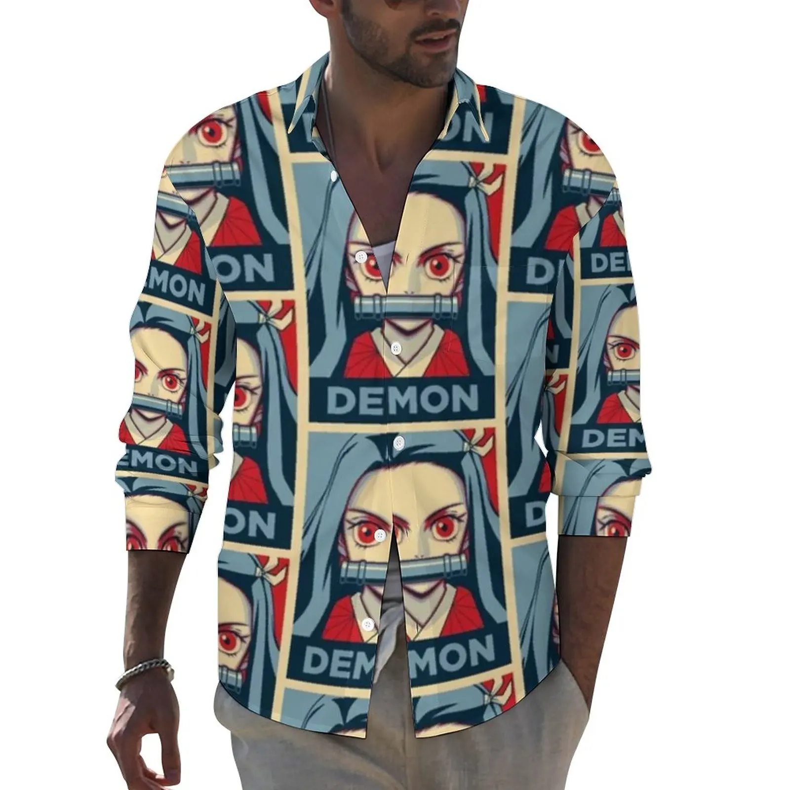 Рубашка мужская с длинным рукавом, Повседневная Свободная блузка с графическим принтом, рассекающая демонов, одежда для улицы, большой размер 3XL, 4XL, на осень
Рубашка мужская с длинным рукавом, Повседневная Свободная блузка с графическим принтом, рассекающая демонов, одежда для улицы, большой размер 3XL, 4XL, на осень