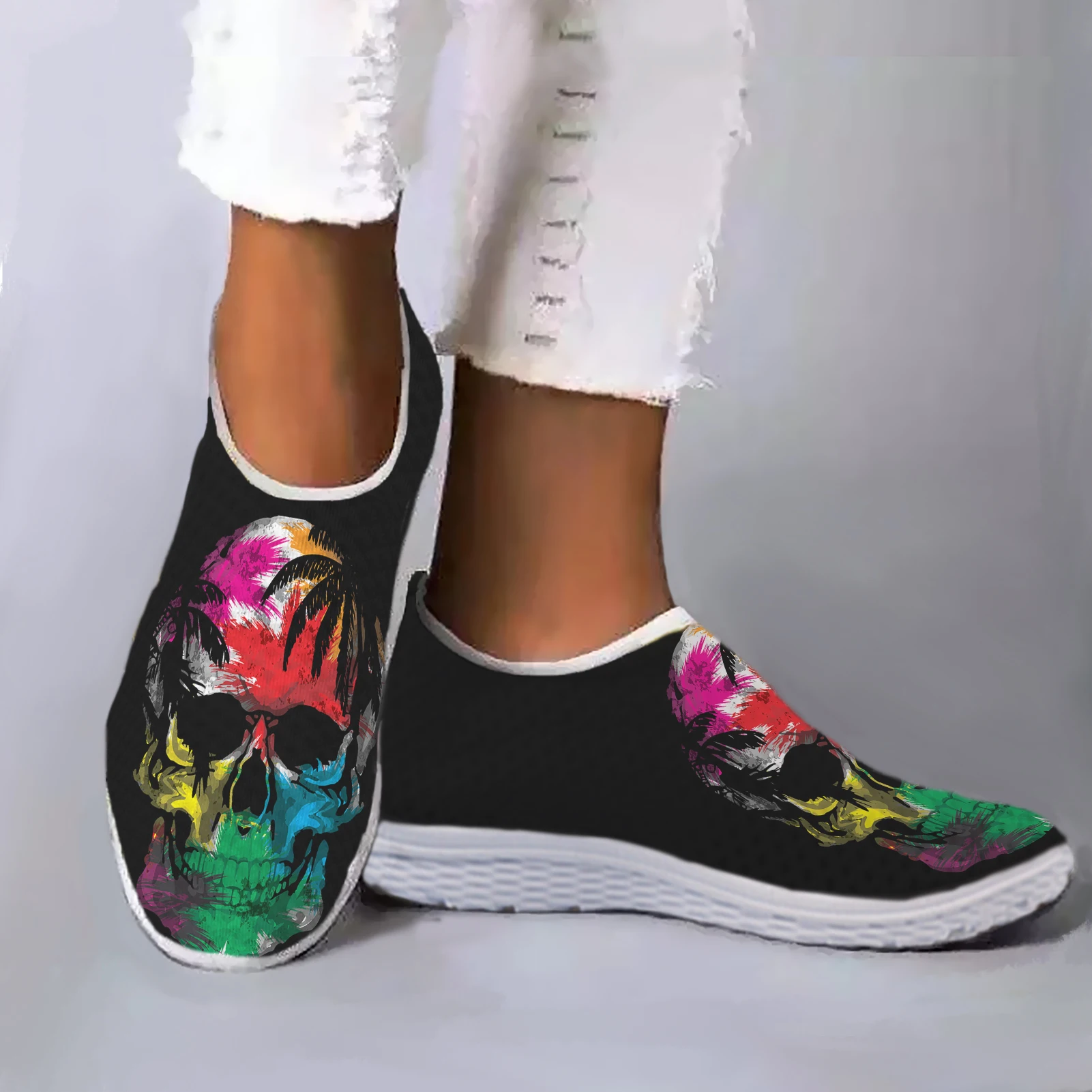 INSTANTARTS Cash Cool Graffiti Skull Print Shoes Black Skull Design Comfortable Mesh Shoes Sneakers Light Mesh Women's Footwear
INSTANTARTS Cash Cool Graffiti Skull Print Shoes Black Skull Design Comfortable Mesh Shoes Sneakers Light Mesh Women's Footwear