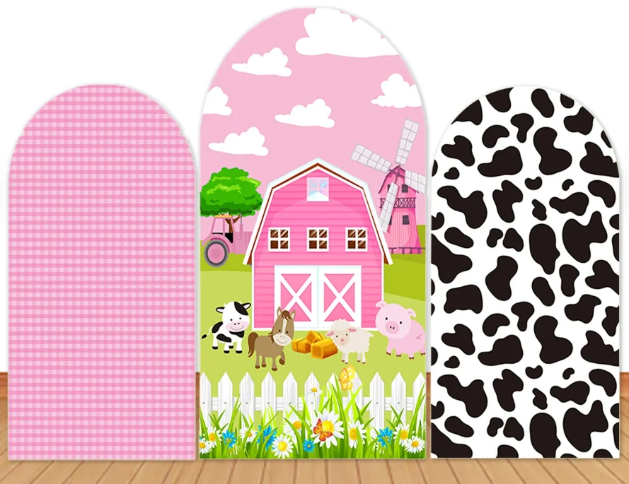 Farm Animals Double-Sided Arch Cover Photo Backdrop Kids Birthday Photography Background Black White Cow Polyester Photo Studio
Farm Animals Double-Sided Arch Cover Photo Backdrop Kids Birthday Photography Background Black White Cow Polyester Photo Studio