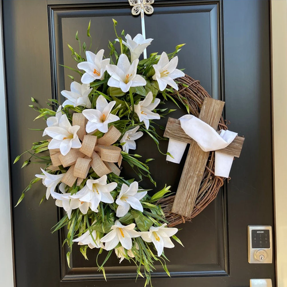 Easter Cross Wreath With Bow Rattan Ring Garland Hanging Ornament For Home Front Door Wall Garden Decoration Art Gift
Easter Cross Wreath With Bow Rattan Ring Garland Hanging Ornament For Home Front Door Wall Garden Decoration Art Gift