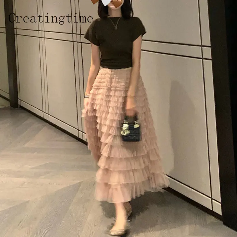 Casual Mesh Ruffle Splicing Long Skirt For Women 2023 Spring Summer New Solid Stretch Waist A-line Fashion Female Clothing 1A983
Casual Mesh Ruffle Splicing Long Skirt For Women 2023 Spring Summer New Solid Stretch Waist A-line Fashion Female Clothing 1A983