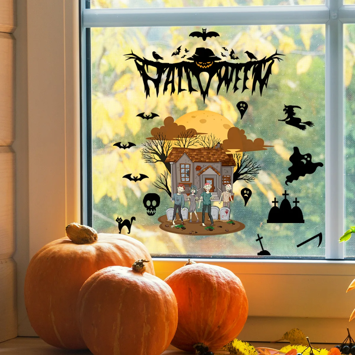 Halloween Window Stickers Bat Zombie Ghost Double-Sided Visual Electrostatic Window Decal Horror Party Decoration Scary Scary
Halloween Window Stickers Bat Zombie Ghost Double-Sided Visual Electrostatic Window Decal Horror Party Decoration Scary Scary