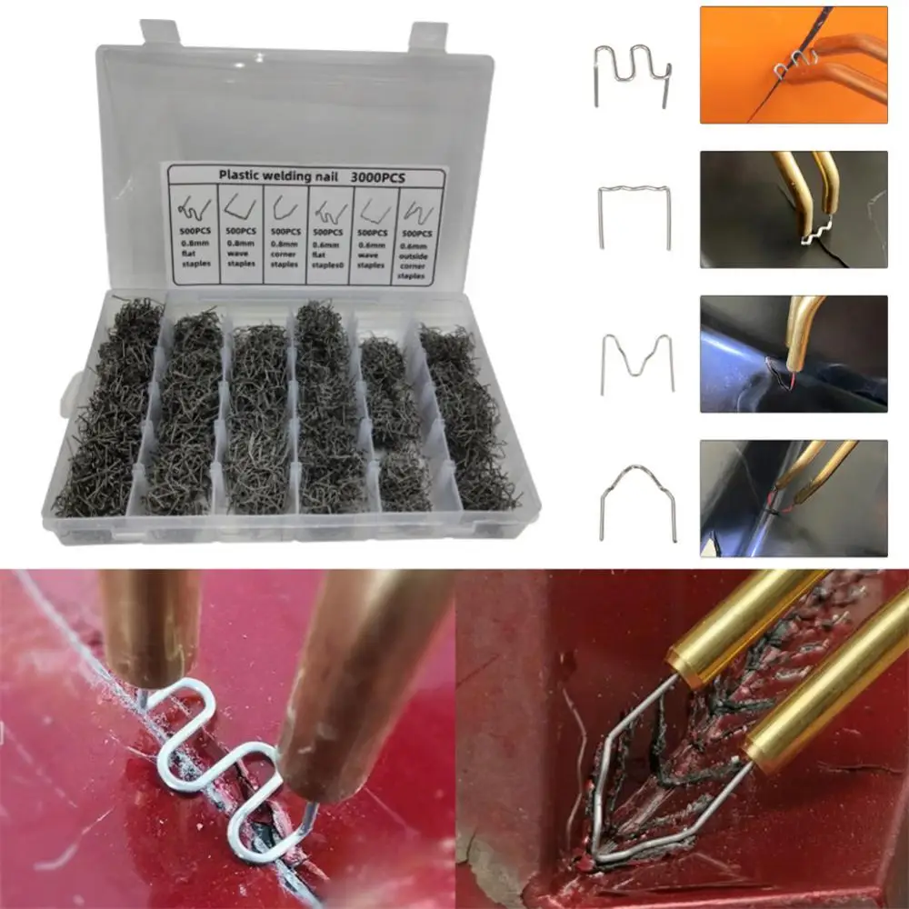 3000/1200/600pcs Automotive Plastic Repair Welding Nail Standard Pre Cut Wave Staples Bumper Bodywork Repair Machine Hot Stapler
3000/1200/600pcs Automotive Plastic Repair Welding Nail Standard Pre Cut Wave Staples Bumper Bodywork Repair Machine Hot Stapler