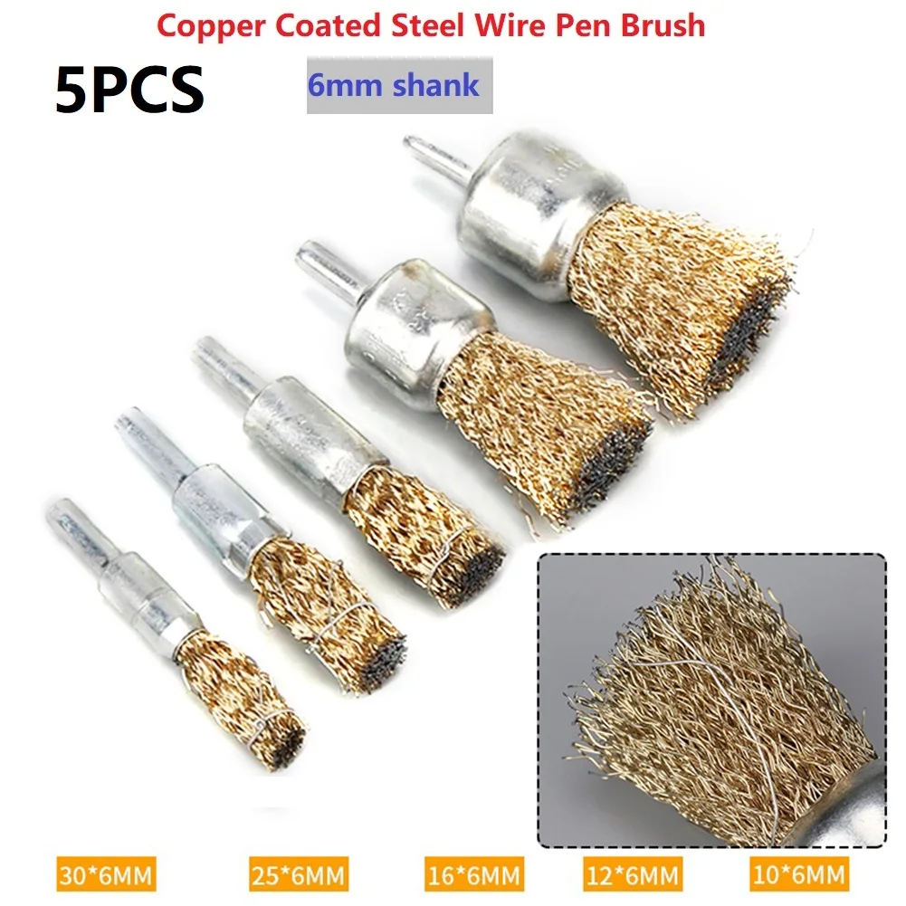 5Pcs Professional 6mm Shank Copper Plating Stainless Steel Wire Wheel Brushes Grinder Rotary Tool Connecting Rod Polishing Brush
5Pcs Professional 6mm Shank Copper Plating Stainless Steel Wire Wheel Brushes Grinder Rotary Tool Connecting Rod Polishing Brush