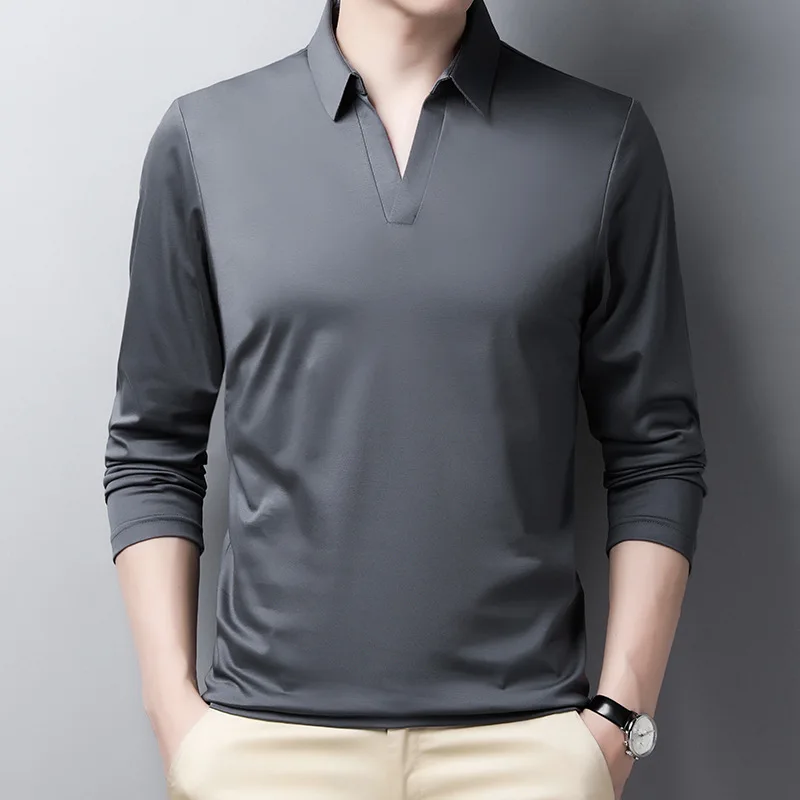 MLSHP 100% Cotton Long Sleeve Male T-shirts High Quality Solid Color Turn Down Collar Business Casual Mens Tees Man Tops
MLSHP 100% Cotton Long Sleeve Male T-shirts High Quality Solid Color Turn Down Collar Business Casual Mens Tees Man Tops