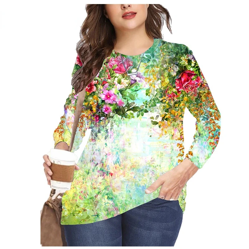 6XL Oversized Ladies Tops Women Plus Size Floral 3D Print T Shirt Loose V-Neck Long Sleeve Casual Tee 2022 Autumn New Streetwear
6XL Oversized Ladies Tops Women Plus Size Floral 3D Print T Shirt Loose V-Neck Long Sleeve Casual Tee 2022 Autumn New Streetwear