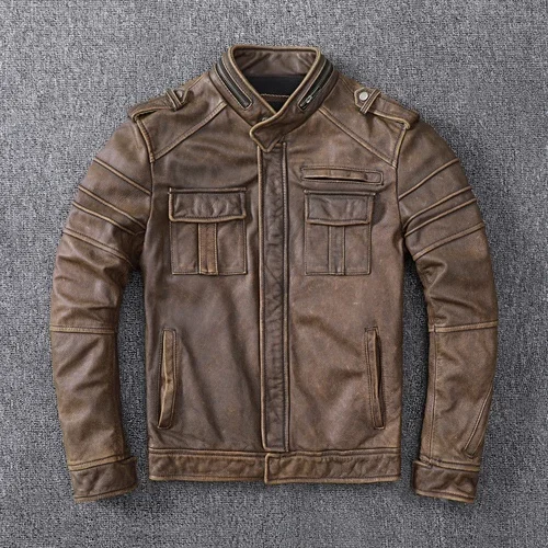 Men Leather Jacket 100% Genuine Real Cowhide Brown Male Retro Vintage Bomber Motorcycle Biker Man's Coat Autumn Spring Clothes
Men Leather Jacket 100% Genuine Real Cowhide Brown Male Retro Vintage Bomber Motorcycle Biker Man's Coat Autumn Spring Clothes