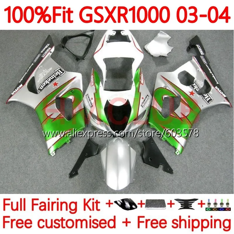 Injection For SUZUKI GSXR-1000 K3 GSX-R1000 GSXR 1000 CC 1000CC GSXR1000 2003 2004 green silvery GSX R1000 03 04 Fairing 98No.70
Injection For SUZUKI GSXR-1000 K3 GSX-R1000 GSXR 1000 CC 1000CC GSXR1000 2003 2004 green silvery GSX R1000 03 04 Fairing 98No.70