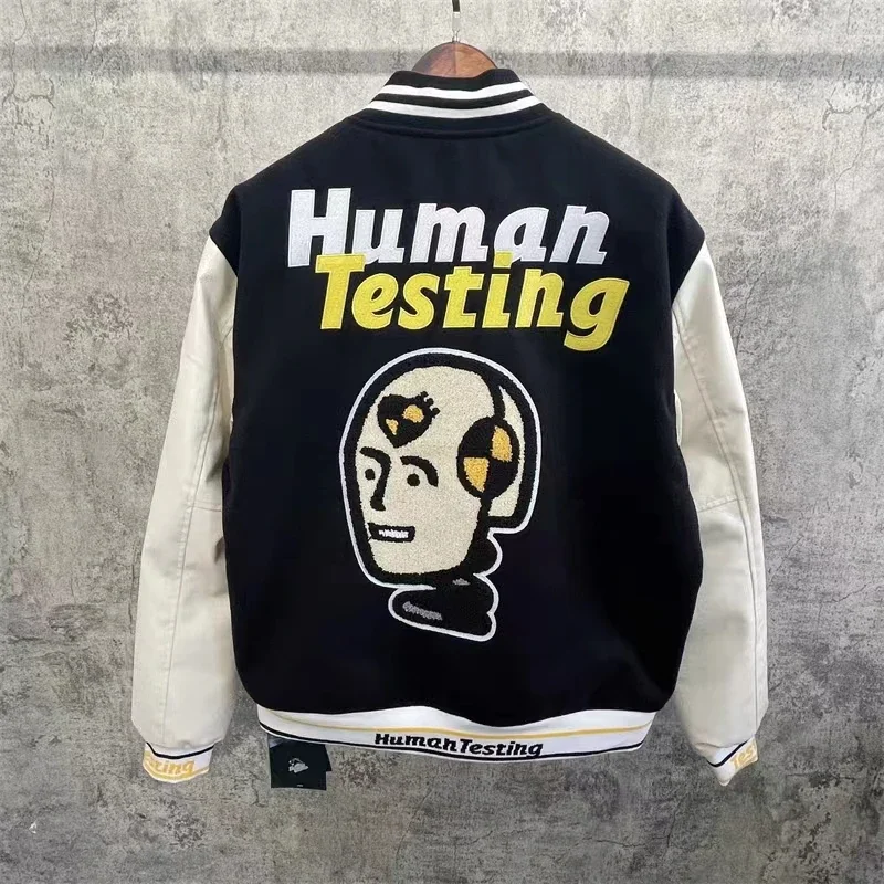 Flocking Embroidery Robot Testing Human Baseball Jacket Men Women High Quality Patchwok Varsity Jacket Coat Winter
Flocking Embroidery Robot Testing Human Baseball Jacket Men Women High Quality Patchwok Varsity Jacket Coat Winter