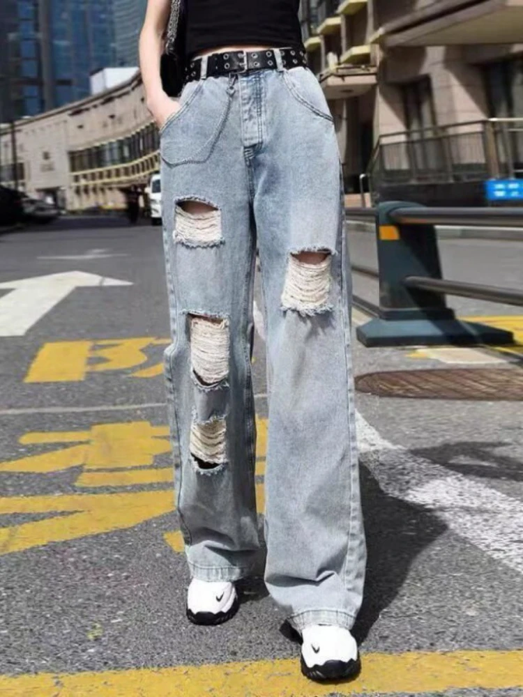 Summer Fashion New High Waist Ripped Jeans Women's Hip Hop Loose Jeans Over Size Grace Vintage Streetwear Womens Pants
Summer Fashion New High Waist Ripped Jeans Women's Hip Hop Loose Jeans Over Size Grace Vintage Streetwear Womens Pants