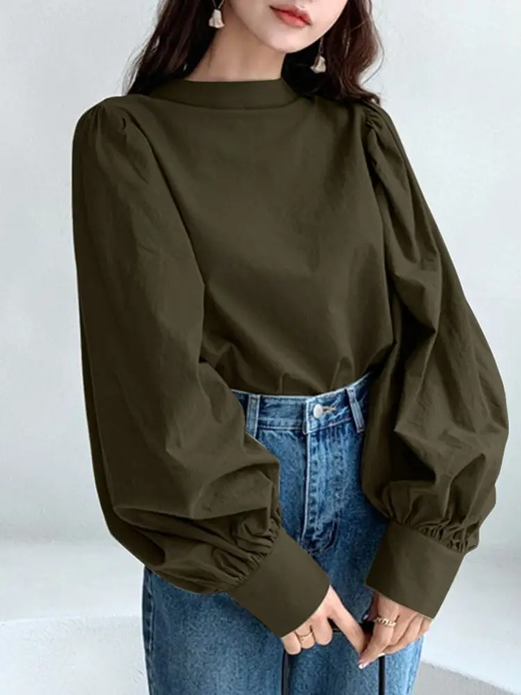 Повседневные однотонные Топы большого размера с пышными рукавами 2022, туника, женская рубашка, модная Женская водолазка свободного кроя в оф... 
Повседневные однотонные Топы большого размера с пышными рукавами 2022, туника, женская рубашка, модная Женская водолазка свободного кроя в оф...