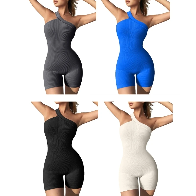 Womens Sleeveless Bodycon Shorts Jumpsuit Romper One Shoulder Ribbed Playsuits 10CE
Womens Sleeveless Bodycon Shorts Jumpsuit Romper One Shoulder Ribbed Playsuits 10CE