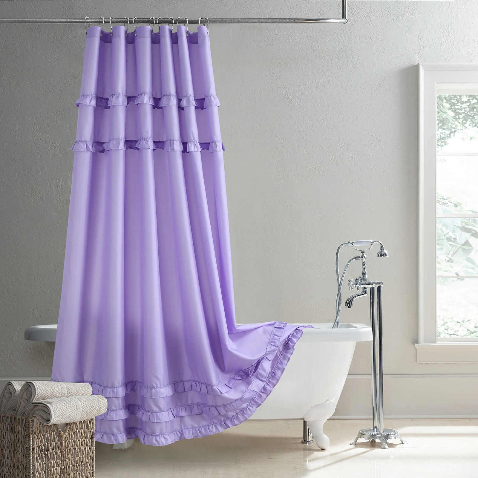 Ruffled Lt Purple Boho Modern Polyester Waterproof Fabric Solid Decoratived Farmhouse Shower Curtain
Ruffled Lt Purple Boho Modern Polyester Waterproof Fabric Solid Decoratived Farmhouse Shower Curtain