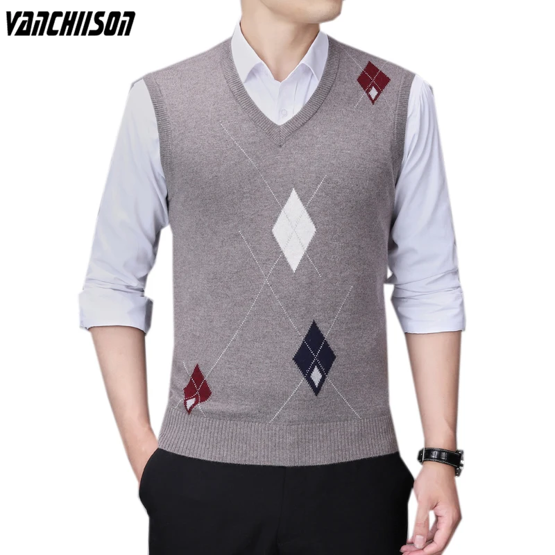 Mens Casual Knit Jumpers Sleeveless Sweater Pullover Tops V Neck Basic 6.5% Wool for Autumn Winter Tank Vest Male 8817
Mens Casual Knit Jumpers Sleeveless Sweater Pullover Tops V Neck Basic 6.5% Wool for Autumn Winter Tank Vest Male 8817
