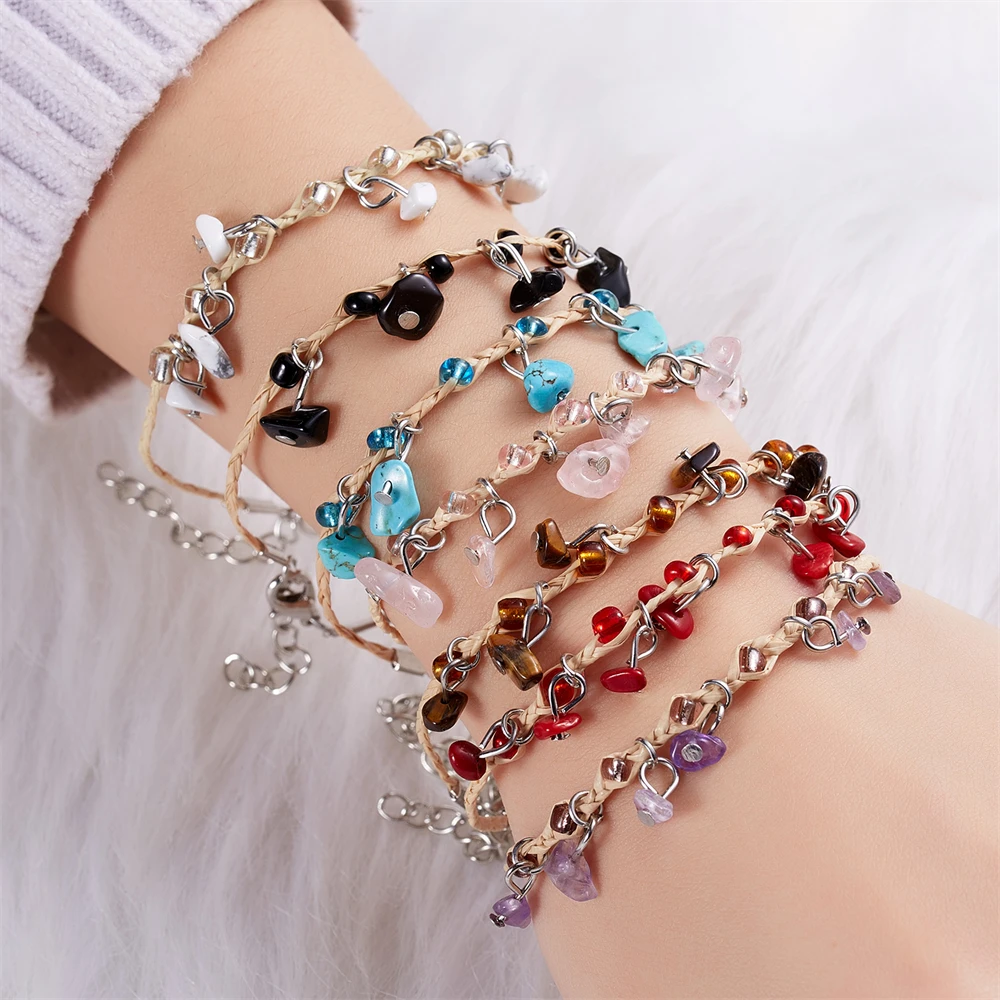 Boho Natural Stone Crystal Beaded Bracelets for Men Women Handmade Gravel Braided Charm Bracelet Bangles Beach Jewelry Pulseras
Boho Natural Stone Crystal Beaded Bracelets for Men Women Handmade Gravel Braided Charm Bracelet Bangles Beach Jewelry Pulseras