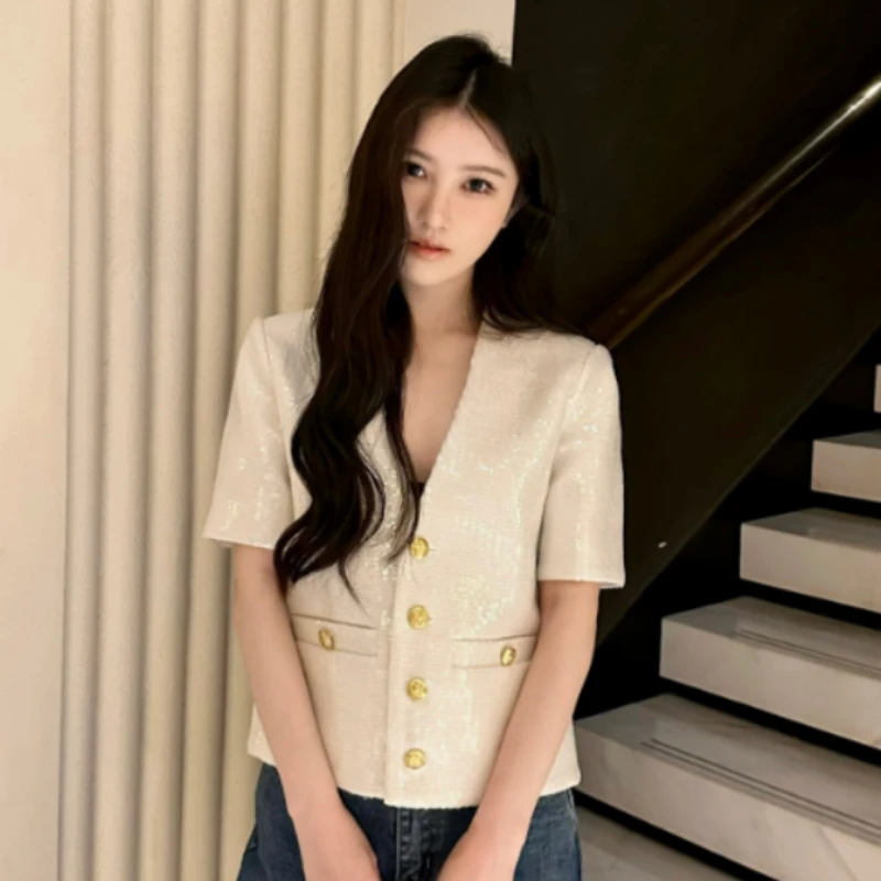 162369 Fashion Classic Trendy Luxury Designer Early Autumn New Sequin V-neck Short Coat Female C4
162369 Fashion Classic Trendy Luxury Designer Early Autumn New Sequin V-neck Short Coat Female C4
