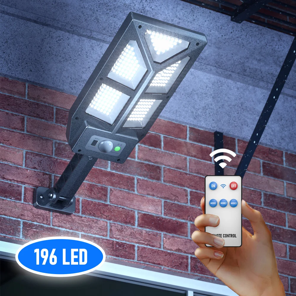 196 LED Solar Street Lights Outdoor Motion Sensor 3 Light Mode Waterproof Security Lighting Solar Lamp for Garden Patio Yard
196 LED Solar Street Lights Outdoor Motion Sensor 3 Light Mode Waterproof Security Lighting Solar Lamp for Garden Patio Yard