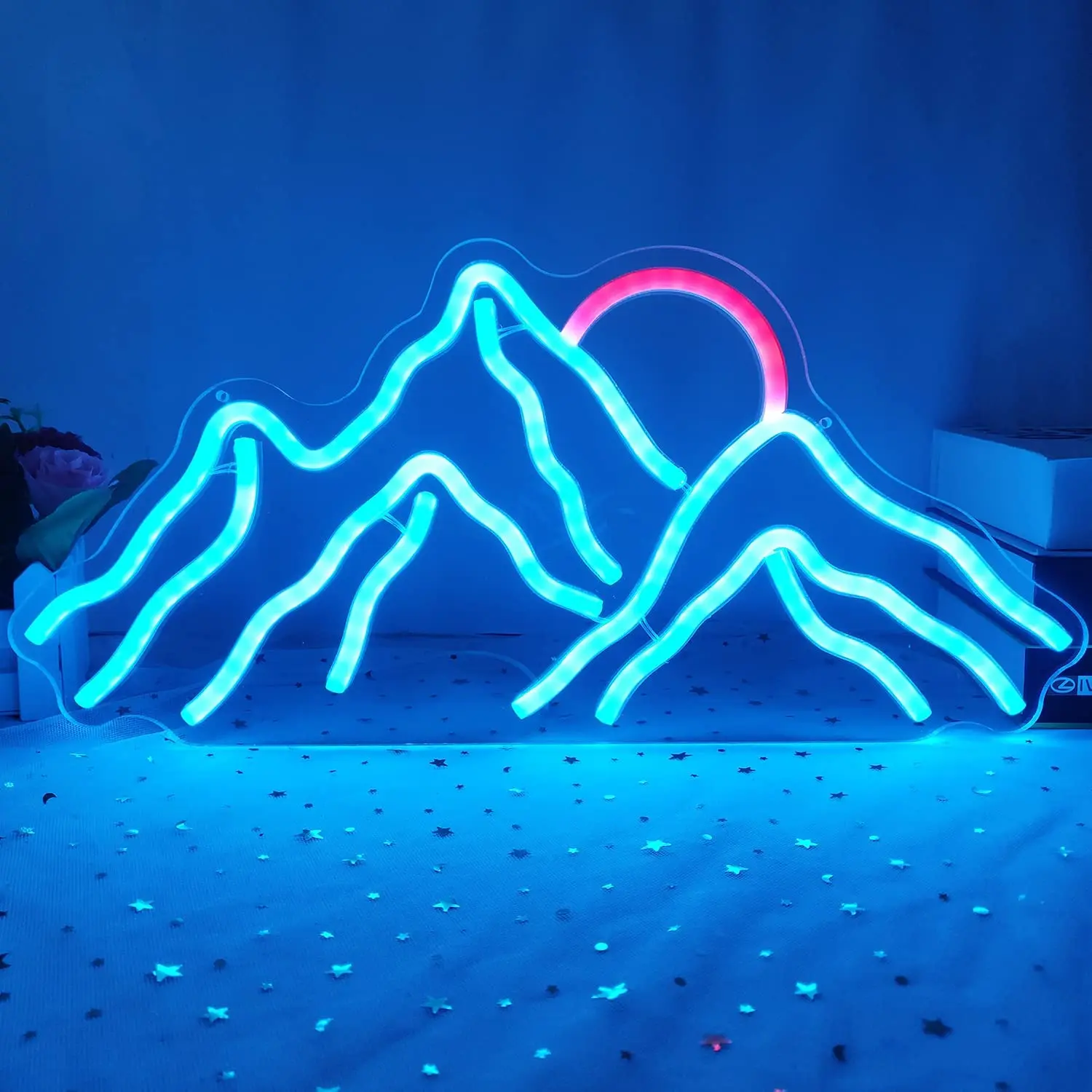 

Mountain Neon Sign Dimmable Mountain Neon Light for Wall Decor Sunrise & Sunset Neon Sign Mountain Led Custom Acrylic Neon Signs