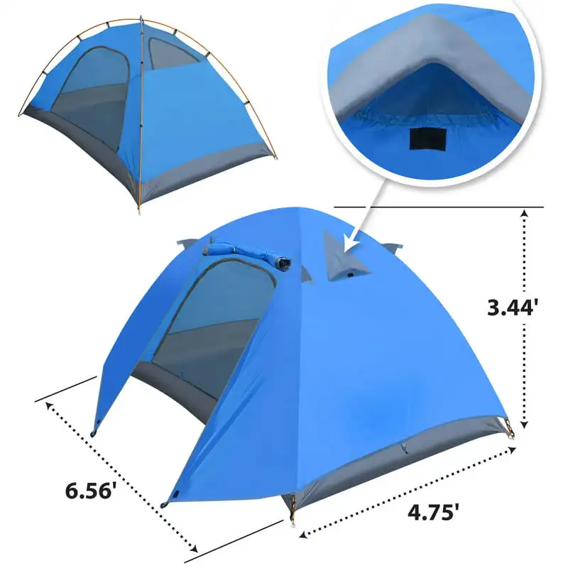 

Палатка туристическая двухслойная, портативная на 1-2 человек, водонепроницаемая, для походов и отдыха на открытом воздухе, синяя