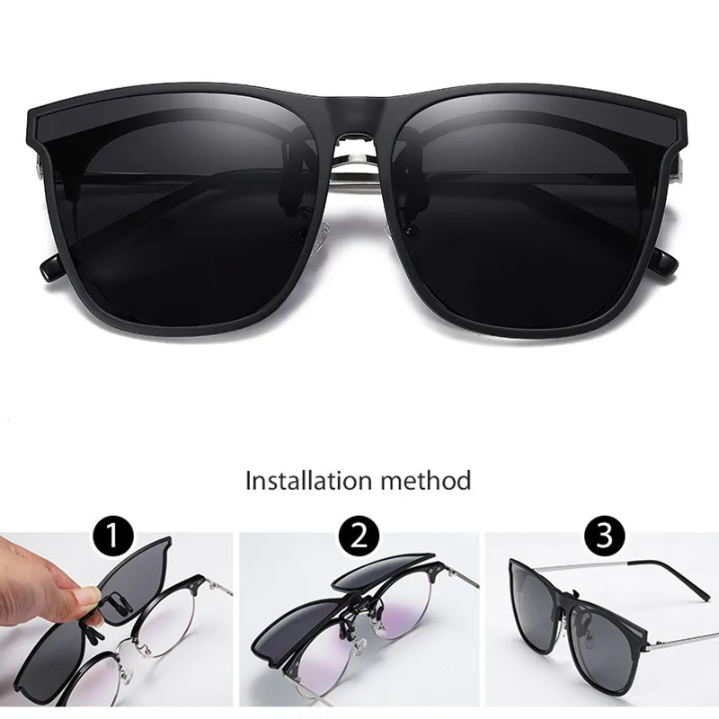 

Polarized Clip Sunglasses Myopia Glasses Clip Driver Fishing Outdoor Cycling Night Vision Myopia Clip-On Sun Shading Eyeglasses