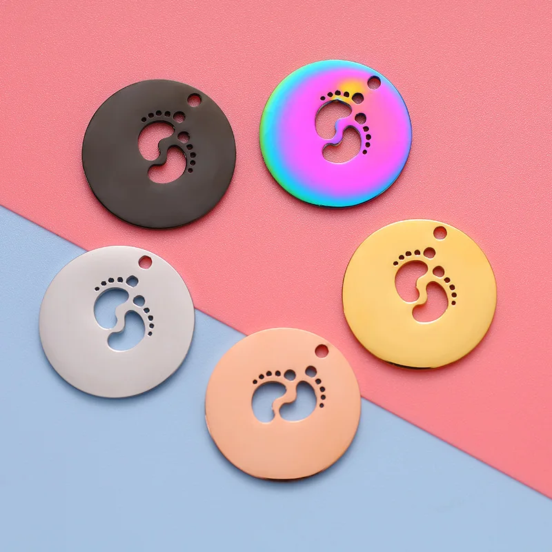 ASON 5Pcs/lot Stainless Steel Mirror Polished Foot Round Card Pendant Lettering Round Hollow Baby Feet Jewerly DIY Accessories
ASON 5Pcs/lot Stainless Steel Mirror Polished Foot Round Card Pendant Lettering Round Hollow Baby Feet Jewerly DIY Accessories
