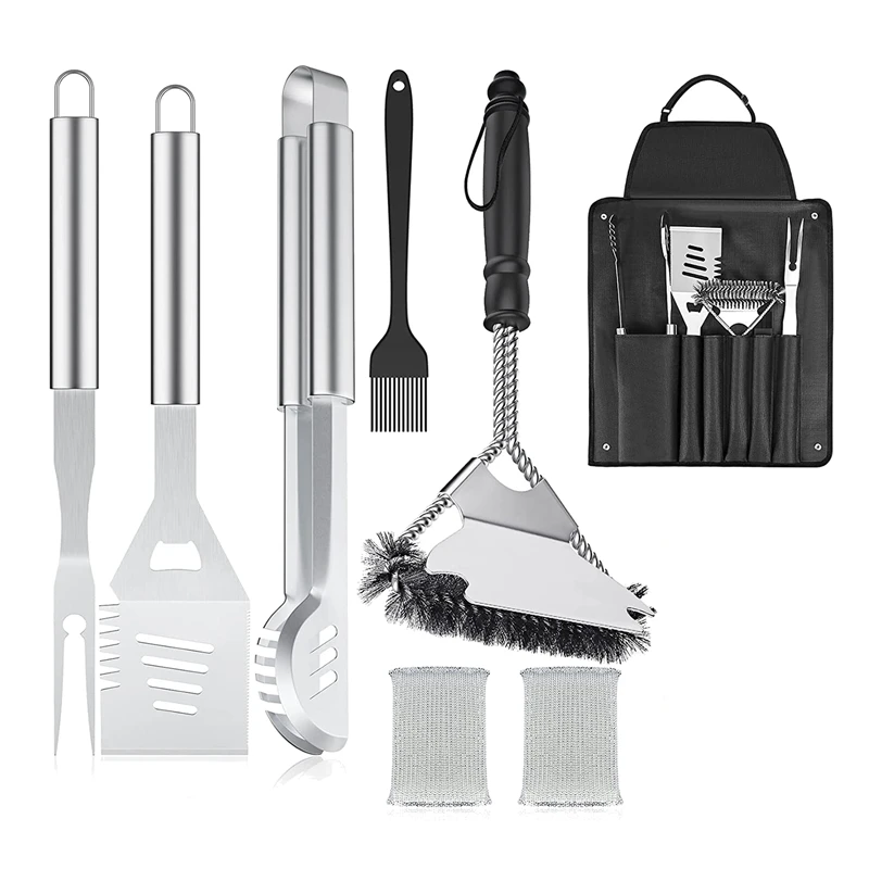 BBQ Accessories Grill Tool Utensils Set With Spatula Long Tongs Fork Cleaning Scraper Brush Silicone Brush Storage Apron
BBQ Accessories Grill Tool Utensils Set With Spatula Long Tongs Fork Cleaning Scraper Brush Silicone Brush Storage Apron