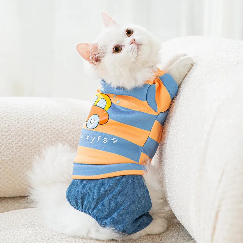 

Pet Clothing Autumn and Winter Warm Four-legged Clothing Dog Teddy Bear Miniature Dog Cartoon Overalls Cat Clothing