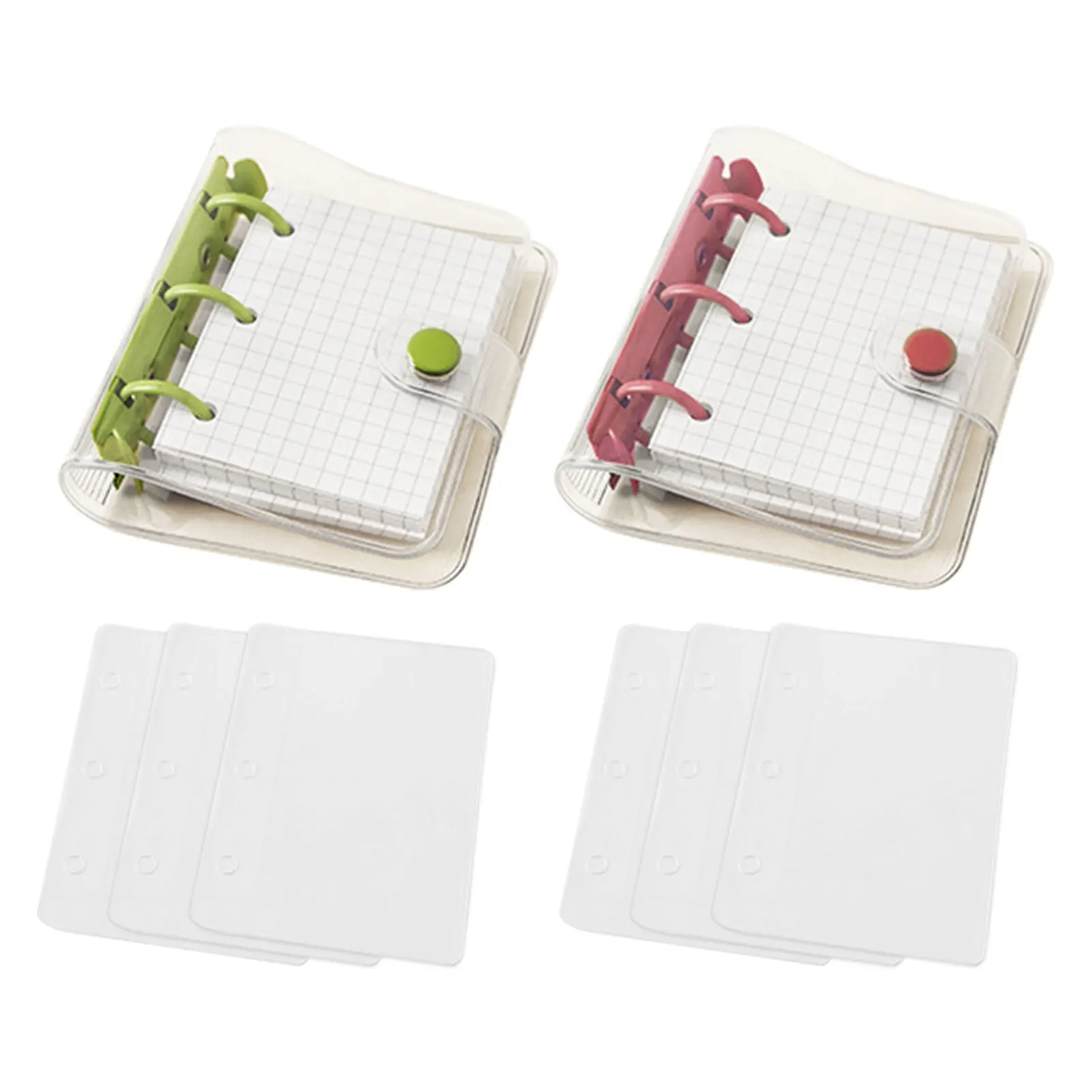 8pcs/set Mini Binder Personal Planner Diary 3 Ring Snap Button Multifunctional Office School Clear Loose Leaf With Inner Paper
8pcs/set Mini Binder Personal Planner Diary 3 Ring Snap Button Multifunctional Office School Clear Loose Leaf With Inner Paper